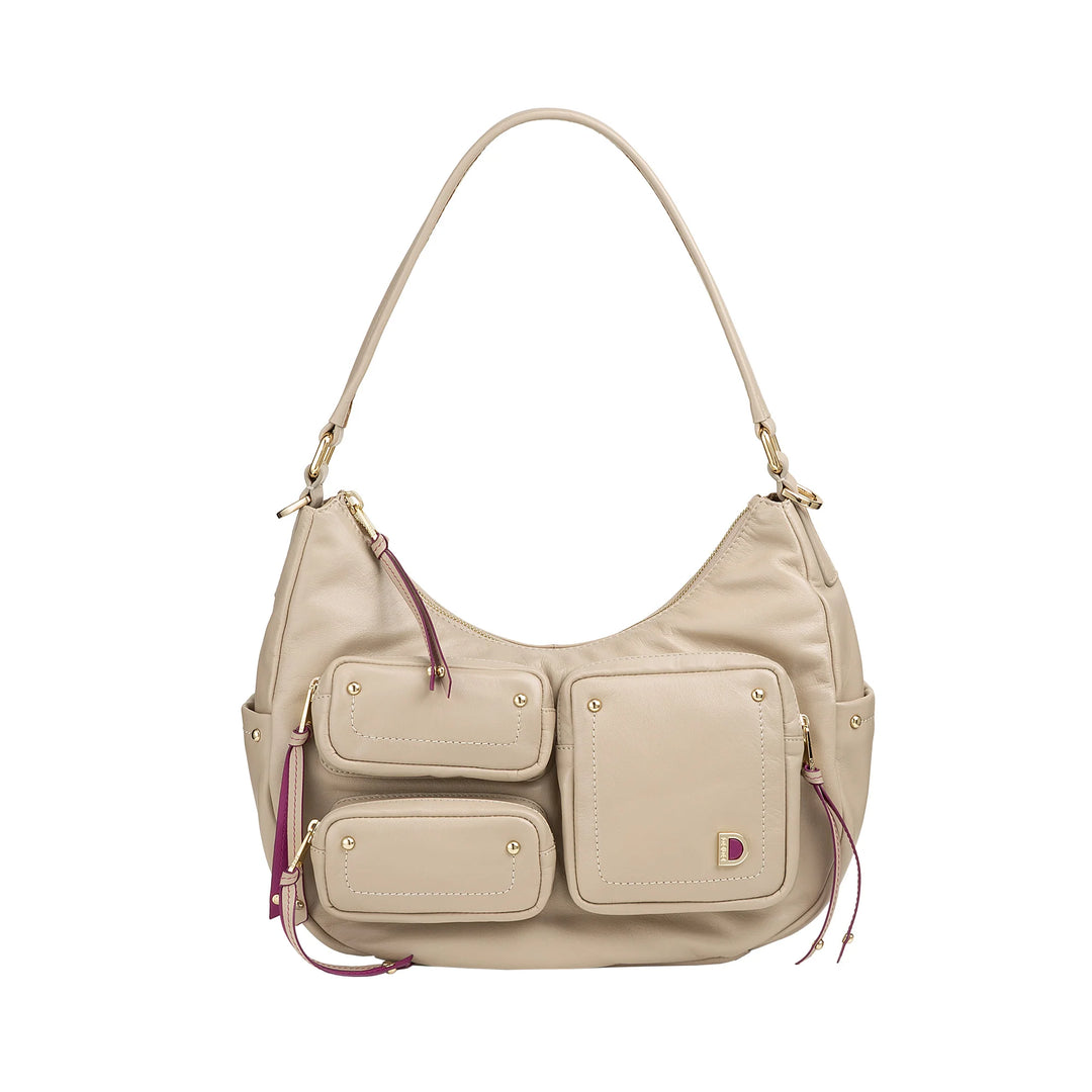 DUDU Sac à bandoulière en cuir pour femme avec bandoulière amovible, spacieux et élégant – Sac hobo avec plusieurs poches, sac banane avec fermeture éclair