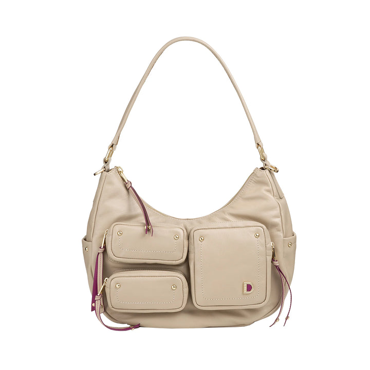 DUDU Sac à bandoulière en cuir pour femme avec bandoulière amovible, spacieux et élégant – Sac hobo avec plusieurs poches, sac banane avec fermeture éclair