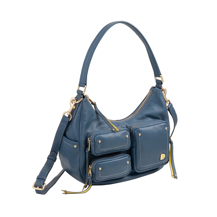 DUDU Sac à bandoulière en cuir pour femme avec bandoulière amovible, spacieux et élégant – Sac hobo avec plusieurs poches, sac banane avec fermeture éclair