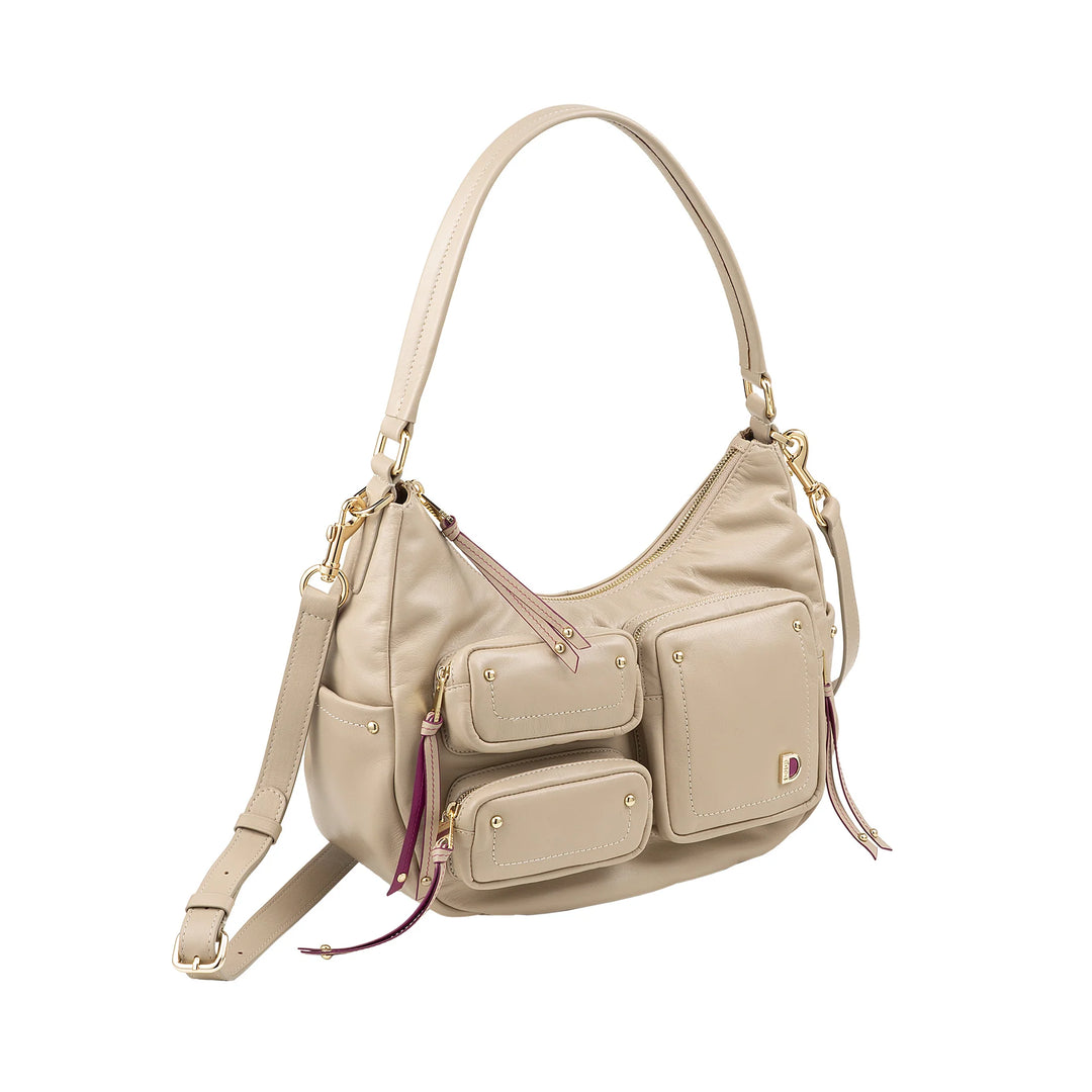 DUDU Sac à bandoulière en cuir pour femme avec bandoulière amovible, spacieux et élégant – Sac hobo avec plusieurs poches, sac banane avec fermeture éclair
