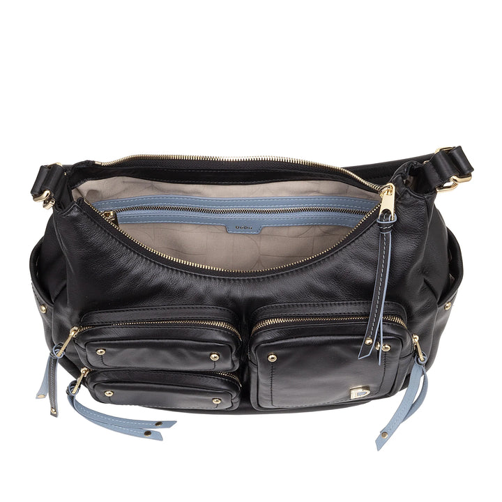 DUDU Sac à bandoulière en cuir pour femme avec bandoulière amovible, spacieux et élégant – Sac hobo avec plusieurs poches, sac banane avec fermeture éclair