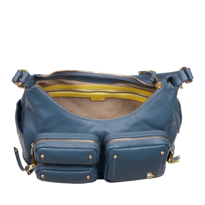 DUDU Sac à bandoulière en cuir pour femme avec bandoulière amovible, spacieux et élégant – Sac hobo avec plusieurs poches, sac banane avec fermeture éclair