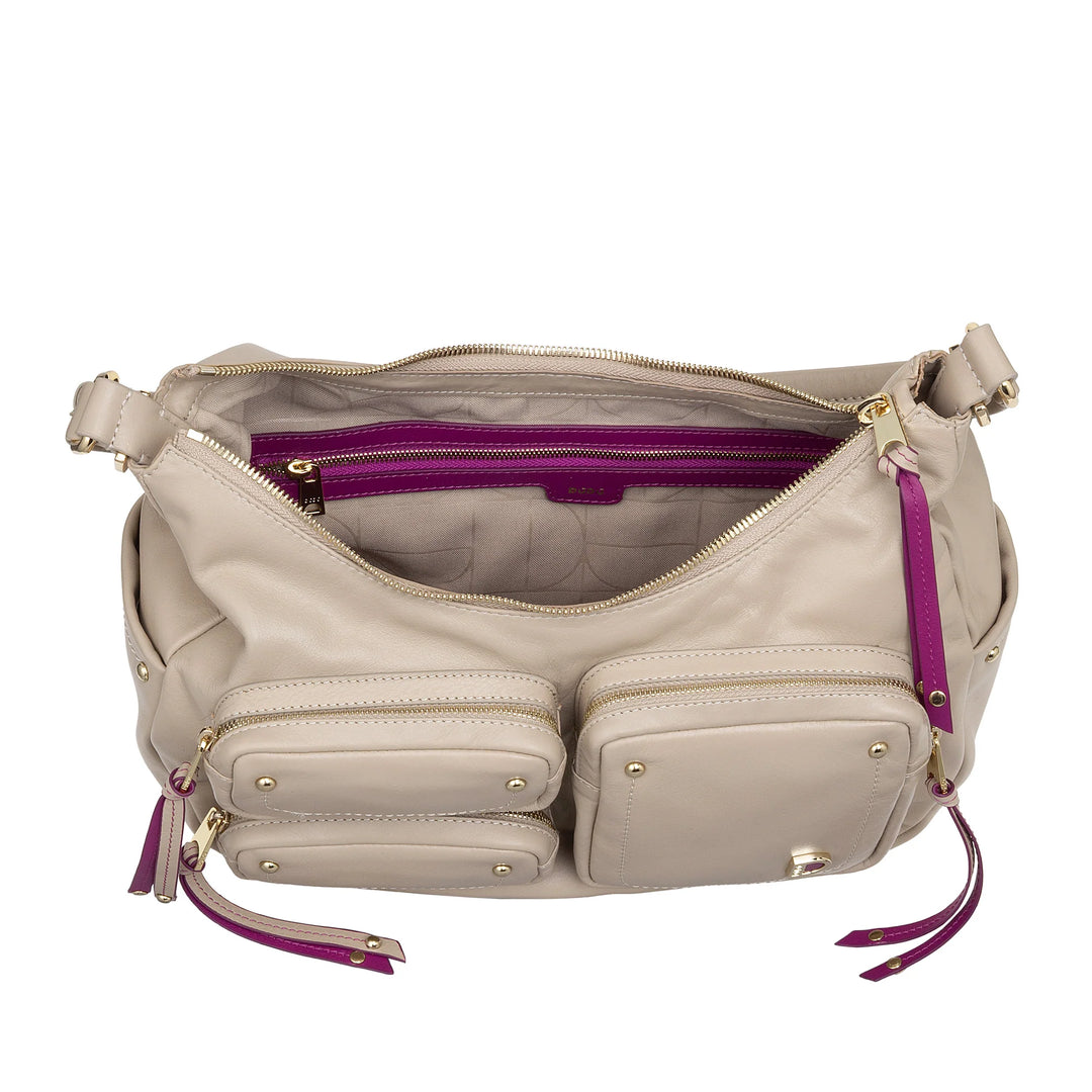 DUDU Sac à bandoulière en cuir pour femme avec bandoulière amovible, spacieux et élégant – Sac hobo avec plusieurs poches, sac banane avec fermeture éclair
