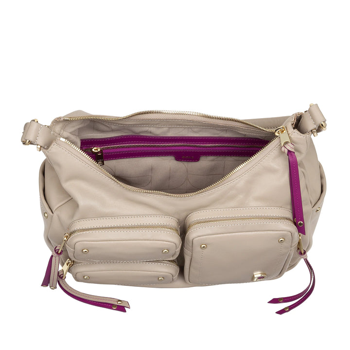 DUDU Sac à bandoulière en cuir pour femme avec bandoulière amovible, spacieux et élégant – Sac hobo avec plusieurs poches, sac banane avec fermeture éclair
