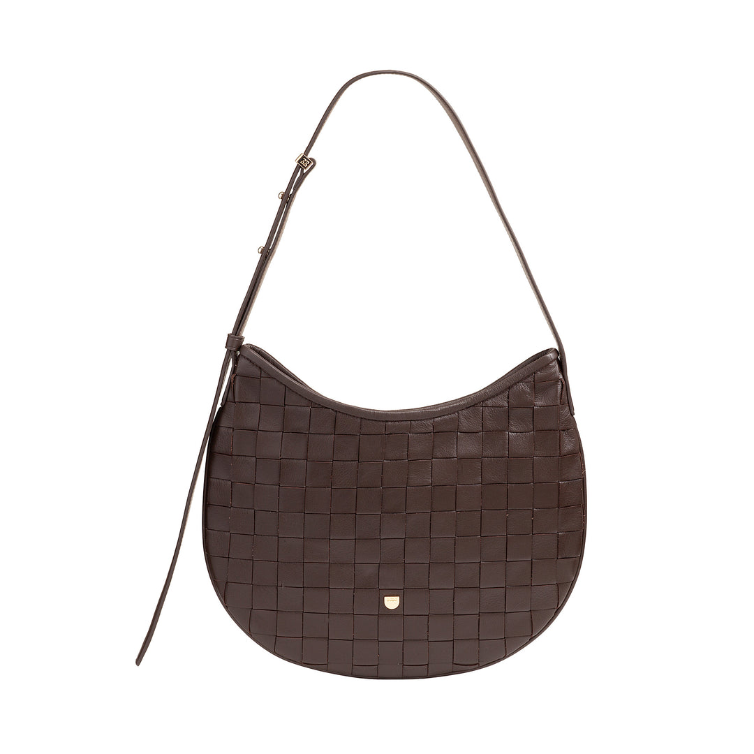 DUDU Sac à Bandoulière pour Femme en Cuir Véritable Tissé - Sac Hobo élégant avec Bandoulière Ajustable et Fermeture Éclair, Design Artisanal, Spacieux et Polyvalent