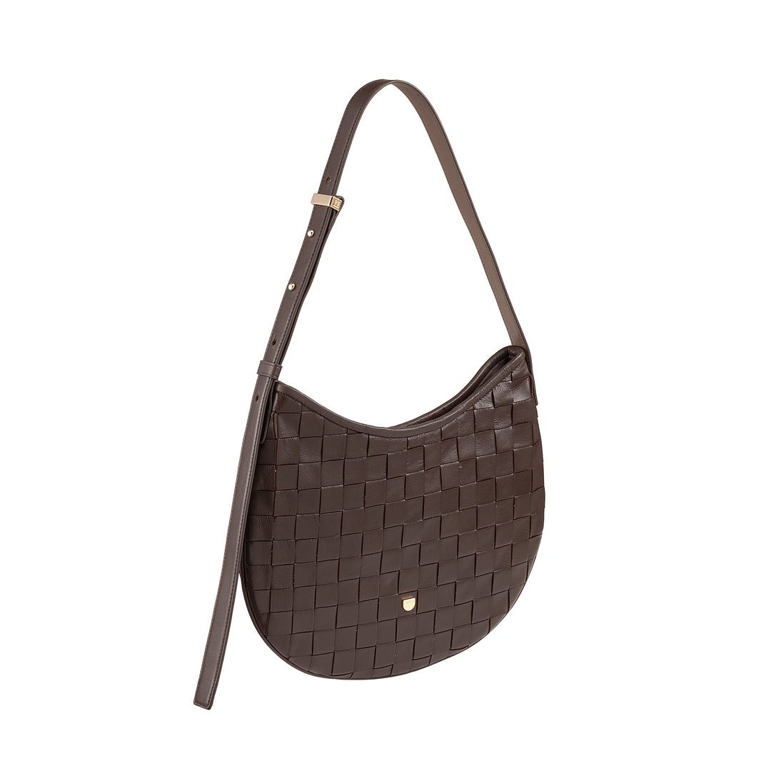 DUDU Sac à Bandoulière pour Femme en Cuir Véritable Tissé - Sac Hobo élégant avec Bandoulière Ajustable et Fermeture Éclair, Design Artisanal, Spacieux et Polyvalent