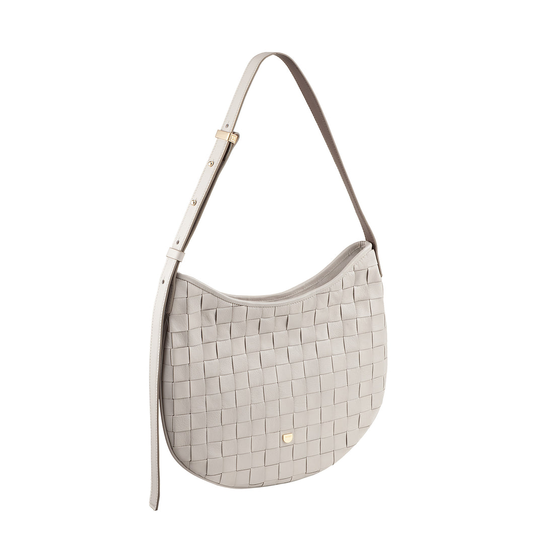DUDU Sac à Bandoulière pour Femme en Cuir Véritable Tissé - Sac Hobo élégant avec Bandoulière Ajustable et Fermeture Éclair, Design Artisanal, Spacieux et Polyvalent