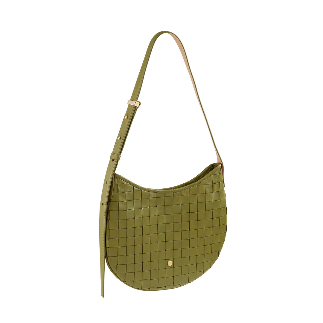 DUDU Sac à Bandoulière pour Femme en Cuir Véritable Tissé - Sac Hobo élégant avec Bandoulière Ajustable et Fermeture Éclair, Design Artisanal, Spacieux et Polyvalent