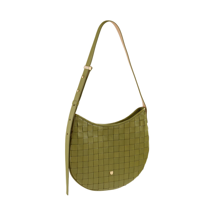 DUDU Sac à Bandoulière pour Femme en Cuir Véritable Tissé - Sac Hobo élégant avec Bandoulière Ajustable et Fermeture Éclair, Design Artisanal, Spacieux et Polyvalent