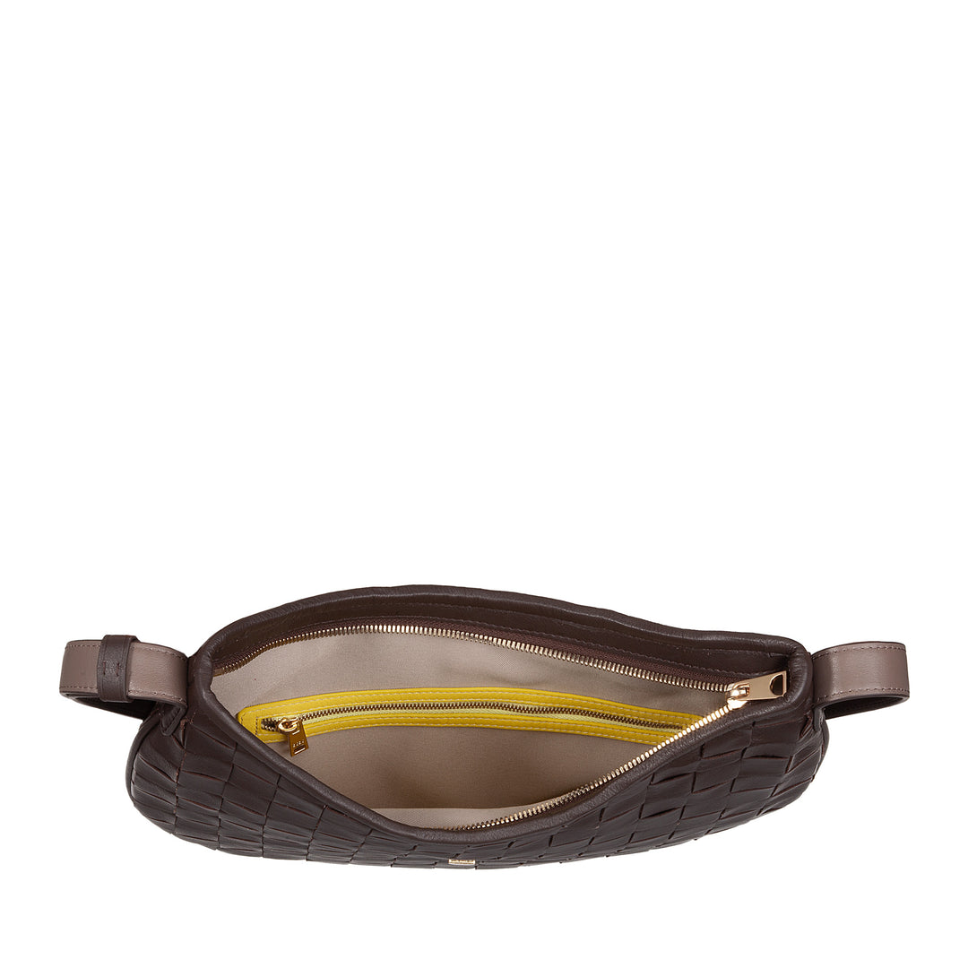 DUDU Sac à Bandoulière pour Femme en Cuir Véritable Tissé - Sac Hobo élégant avec Bandoulière Ajustable et Fermeture Éclair, Design Artisanal, Spacieux et Polyvalent