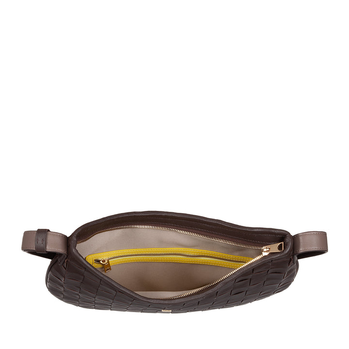 DUDU Sac à Bandoulière pour Femme en Cuir Véritable Tissé - Sac Hobo élégant avec Bandoulière Ajustable et Fermeture Éclair, Design Artisanal, Spacieux et Polyvalent