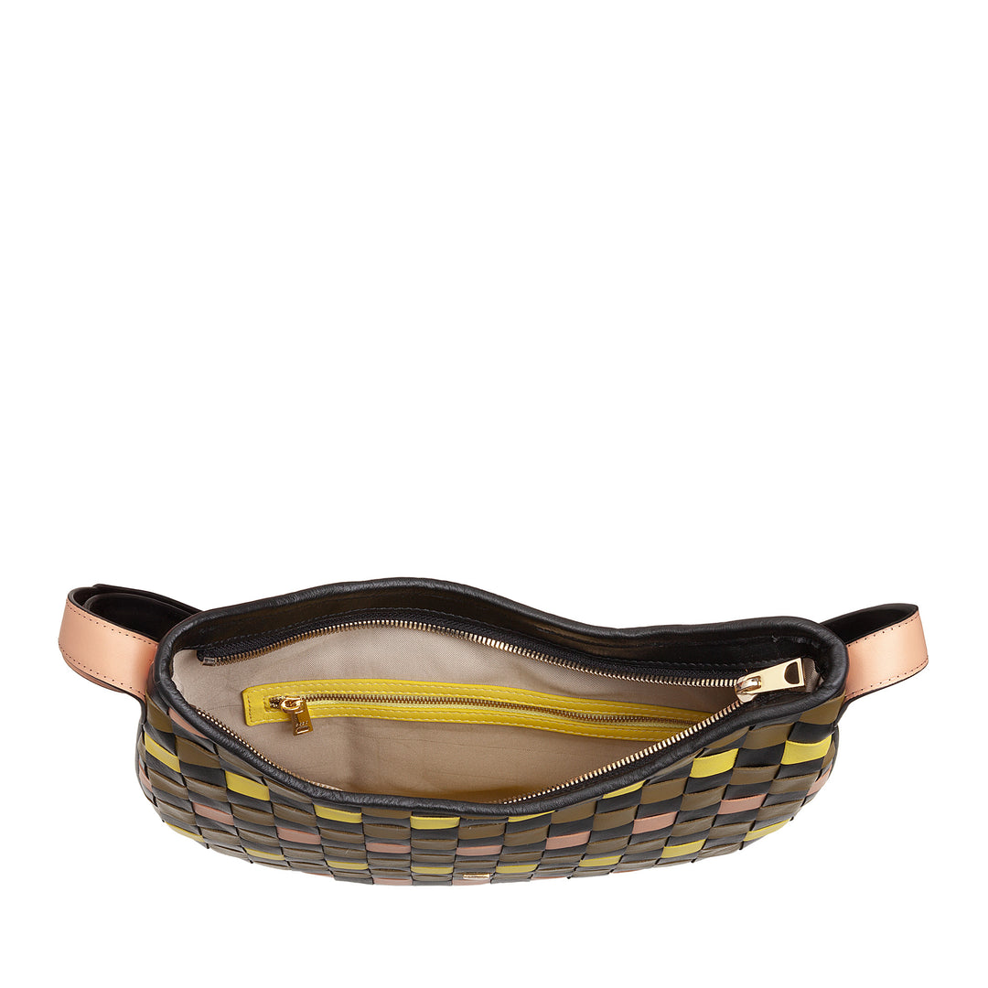 DUDU Sac à Bandoulière pour Femme en Cuir Véritable Tissé - Sac Hobo élégant avec Bandoulière Ajustable et Fermeture Éclair, Design Artisanal, Spacieux et Polyvalent