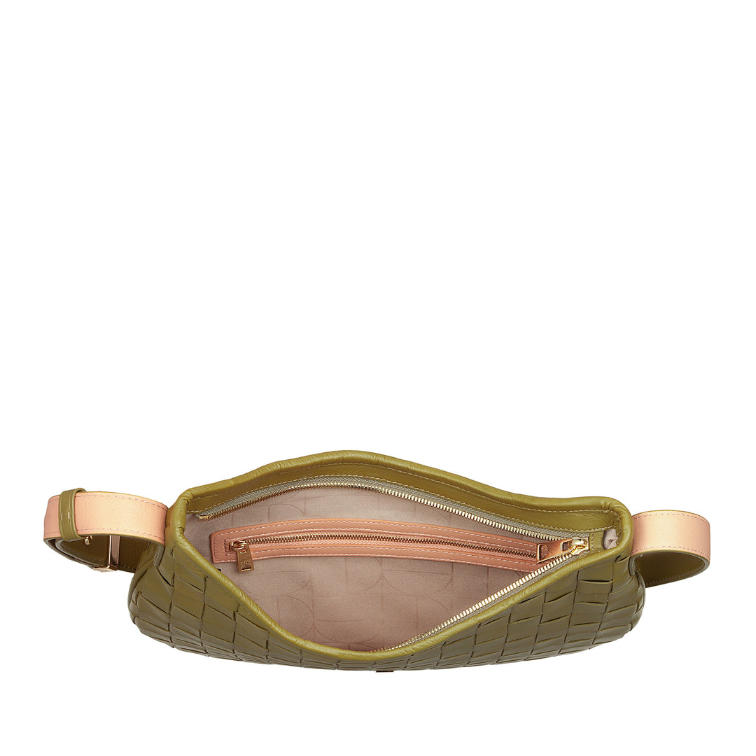 DUDU Sac à Bandoulière pour Femme en Cuir Véritable Tissé - Sac Hobo élégant avec Bandoulière Ajustable et Fermeture Éclair, Design Artisanal, Spacieux et Polyvalent