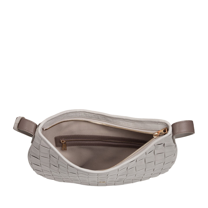 DUDU Sac à Bandoulière pour Femme en Cuir Véritable Tissé - Sac Hobo élégant avec Bandoulière Ajustable et Fermeture Éclair, Design Artisanal, Spacieux et Polyvalent