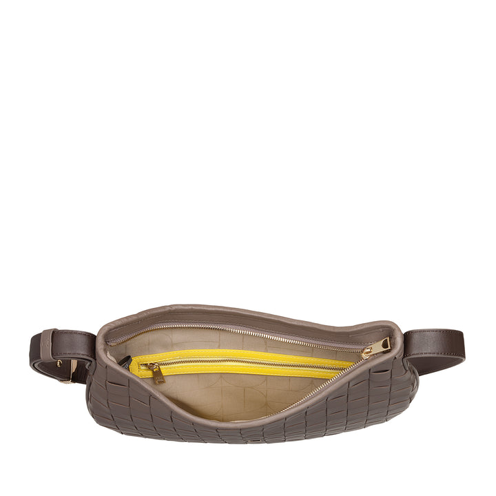 DUDU Sac à Bandoulière pour Femme en Cuir Véritable Tissé - Sac Hobo élégant avec Bandoulière Ajustable et Fermeture Éclair, Design Artisanal, Spacieux et Polyvalent