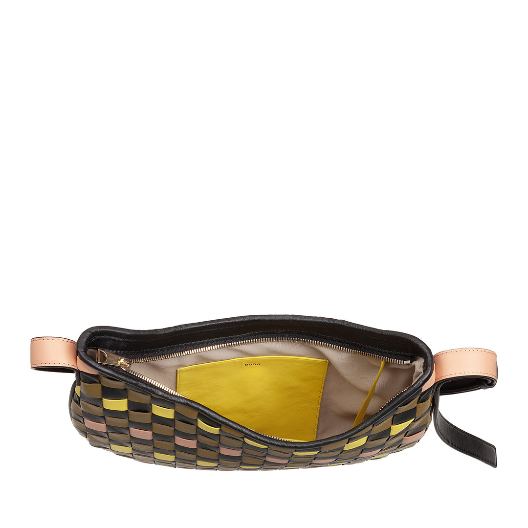 DUDU Sac à Bandoulière pour Femme en Cuir Véritable Tissé - Sac Hobo élégant avec Bandoulière Ajustable et Fermeture Éclair, Design Artisanal, Spacieux et Polyvalent
