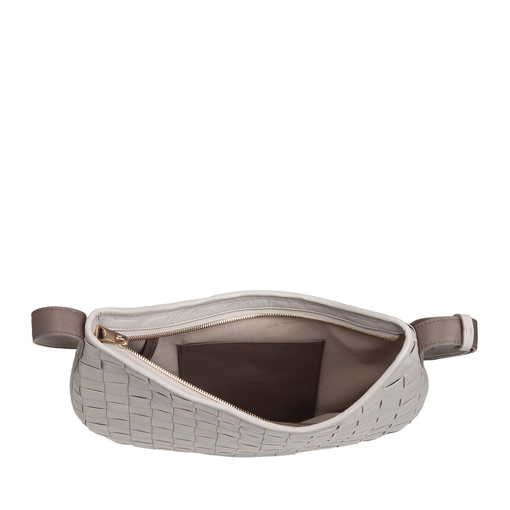 DUDU Sac à Bandoulière pour Femme en Cuir Véritable Tissé - Sac Hobo élégant avec Bandoulière Ajustable et Fermeture Éclair, Design Artisanal, Spacieux et Polyvalent