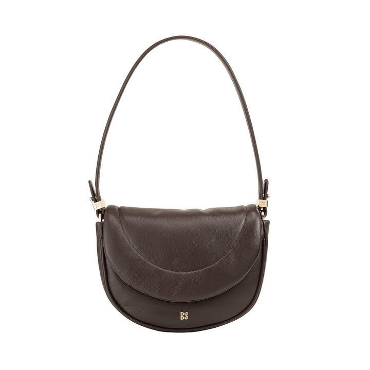 DUDU Sac Bandoulière Femme en Cuir Matelassé, Petit Sac à Main Rembourré Elégant avec Rabat, Bandoulière Amovible et Bandoulière