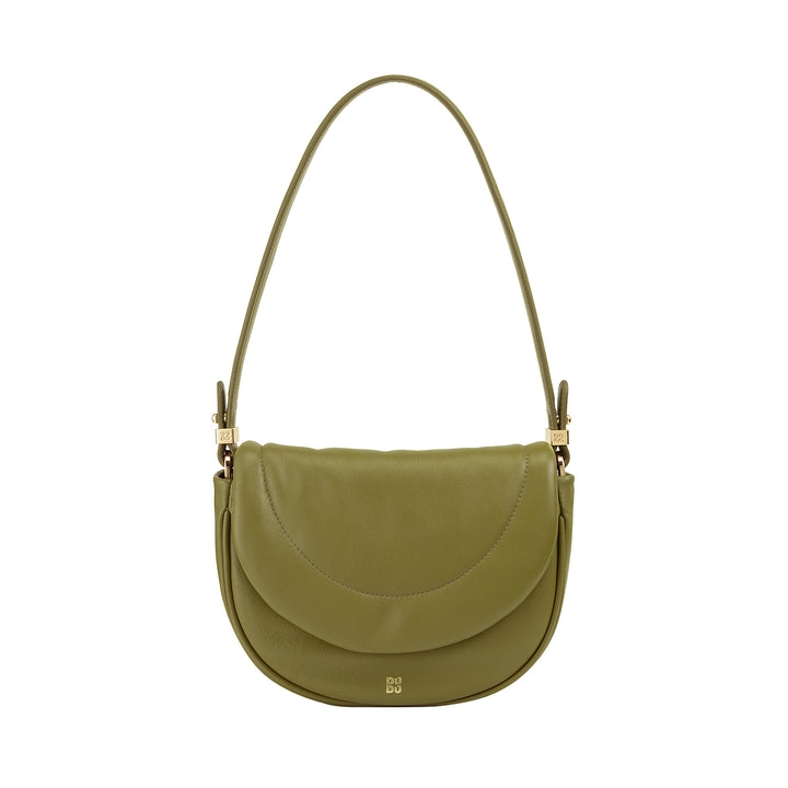 DUDU Sac Bandoulière Femme en Cuir Matelassé, Petit Sac à Main Rembourré Elégant avec Rabat, Bandoulière Amovible et Bandoulière