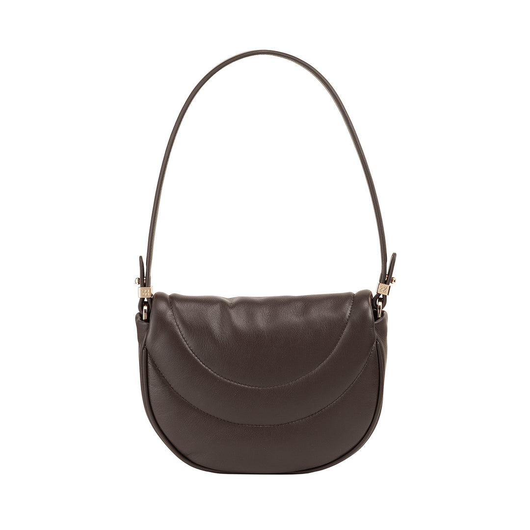 DUDU Sac Bandoulière Femme en Cuir Matelassé, Petit Sac à Main Rembourré Elégant avec Rabat, Bandoulière Amovible et Bandoulière