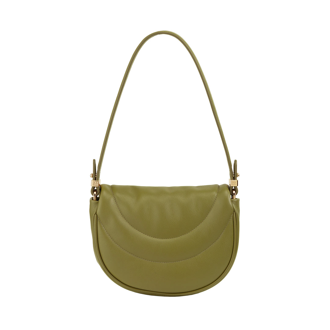 DUDU Sac Bandoulière Femme en Cuir Matelassé, Petit Sac à Main Rembourré Elégant avec Rabat, Bandoulière Amovible et Bandoulière