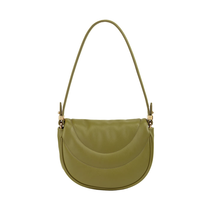 DUDU Sac Bandoulière Femme en Cuir Matelassé, Petit Sac à Main Rembourré Elégant avec Rabat, Bandoulière Amovible et Bandoulière