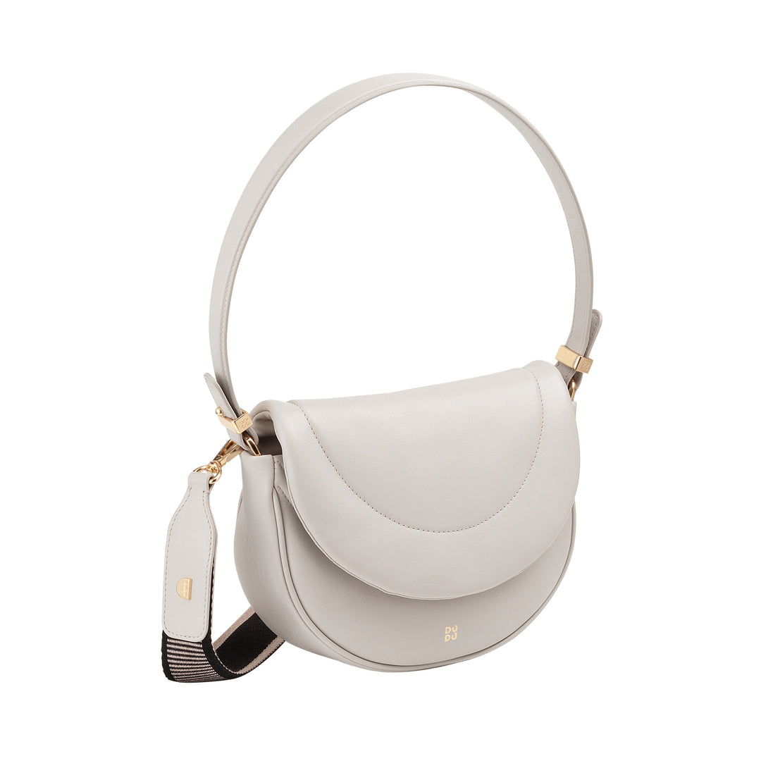 DUDU Sac Bandoulière Femme en Cuir Matelassé, Petit Sac à Main Rembourré Elégant avec Rabat, Bandoulière Amovible et Bandoulière