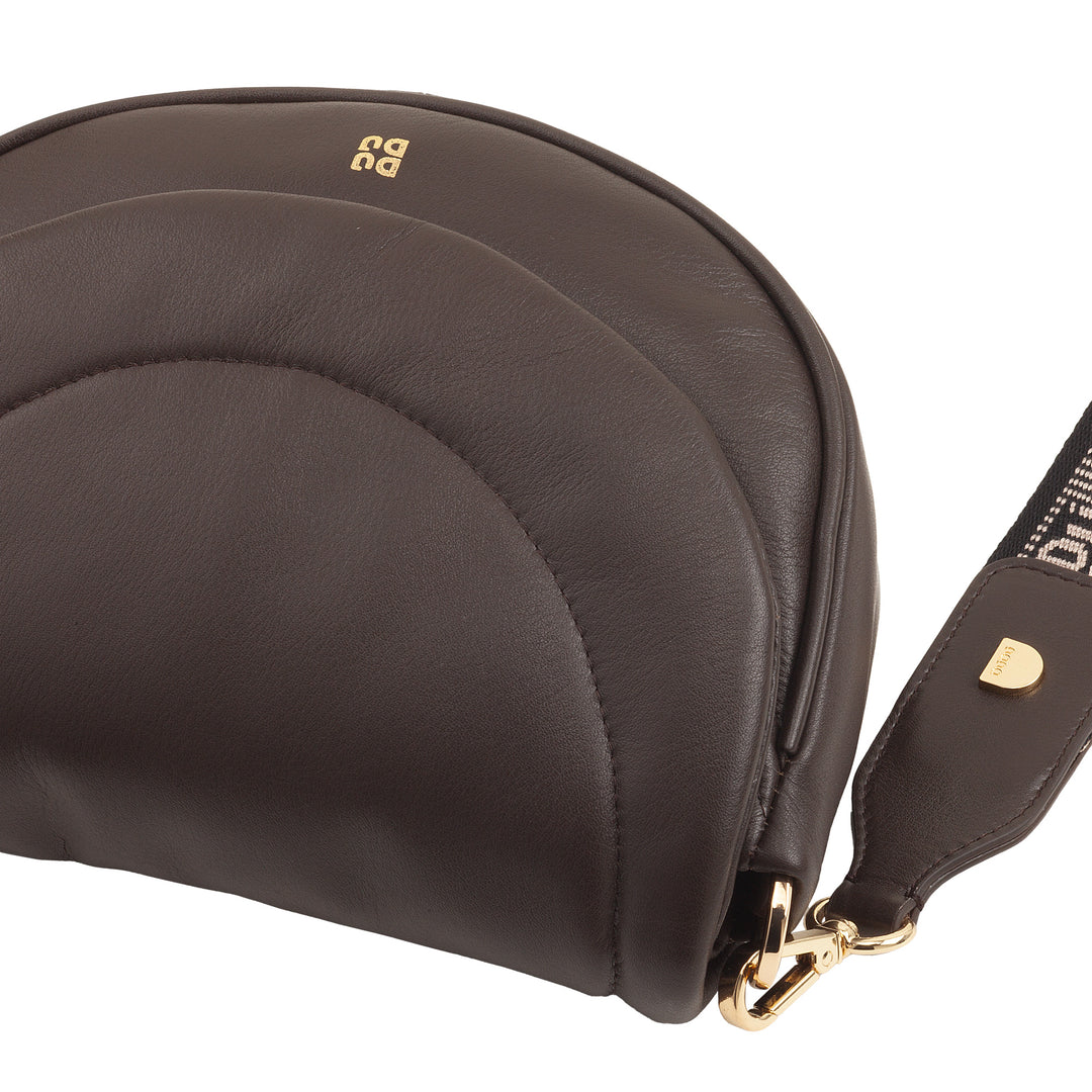 DUDU Sac Bandoulière Femme en Cuir Matelassé, Petit Sac à Main Rembourré Elégant avec Rabat, Bandoulière Amovible et Bandoulière