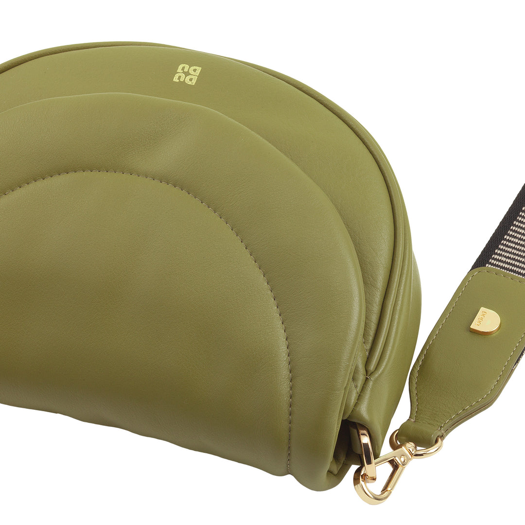 DUDU Sac Bandoulière Femme en Cuir Matelassé, Petit Sac à Main Rembourré Elégant avec Rabat, Bandoulière Amovible et Bandoulière