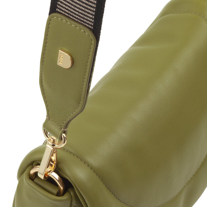 DUDU Sac Bandoulière Femme en Cuir Matelassé, Petit Sac à Main Rembourré Elégant avec Rabat, Bandoulière Amovible et Bandoulière