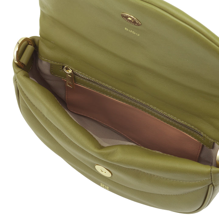 DUDU Sac Bandoulière Femme en Cuir Matelassé, Petit Sac à Main Rembourré Elégant avec Rabat, Bandoulière Amovible et Bandoulière