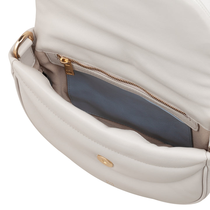 DUDU Sac Bandoulière Femme en Cuir Matelassé, Petit Sac à Main Rembourré Elégant avec Rabat, Bandoulière Amovible et Bandoulière