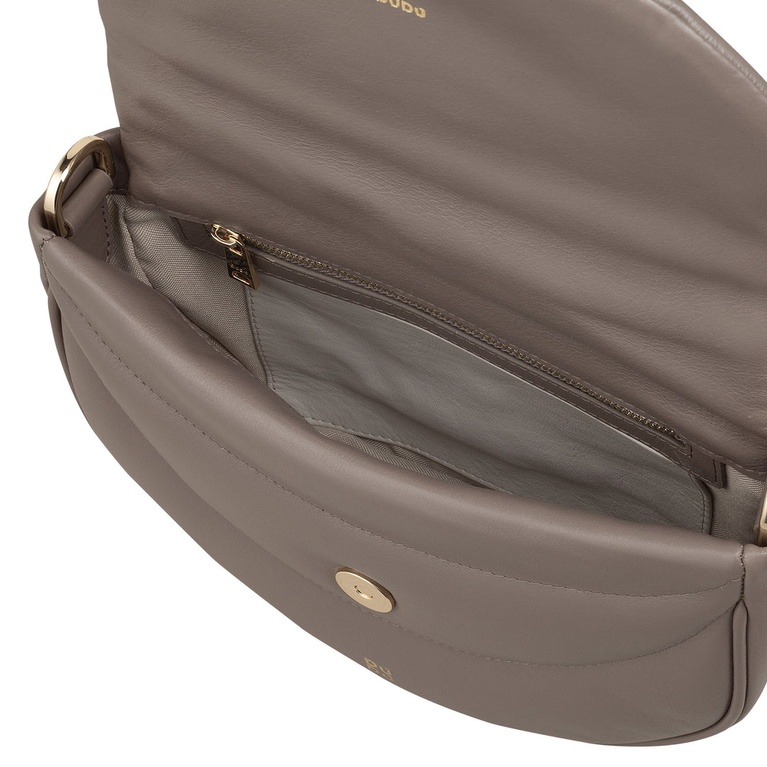 DUDU Sac Bandoulière Femme en Cuir Matelassé, Petit Sac à Main Rembourré Elégant avec Rabat, Bandoulière Amovible et Bandoulière