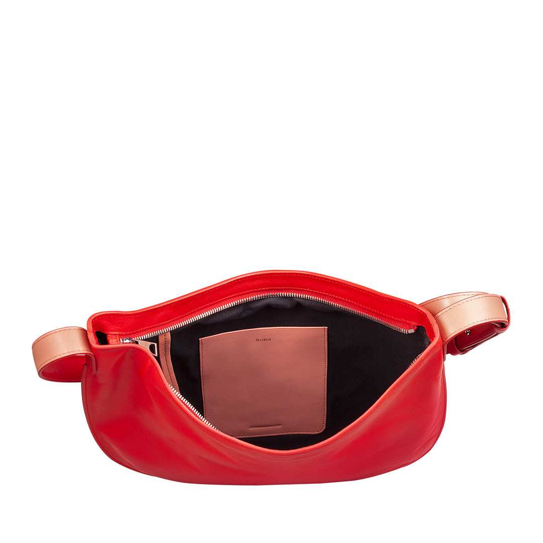 DUDU Sac à bandoulière pour Femme en Cuir Souple, Sac Hobo avec Fermeture éclair, Grand Sac à bandoulière réglable coloré et spacieux