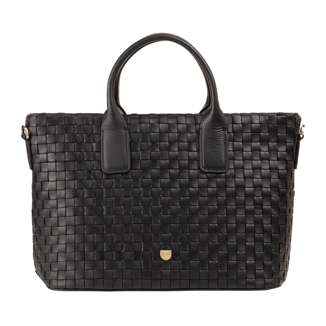 DUDU Sac à bandoulière pour Femme en Cuir véritable tressé - Sac à Main élégant avec poignées, Fermeture éclair et bandoulière réglable Amovible - Sac à Main Spacieux pour Le Bureau et Les Loisirs