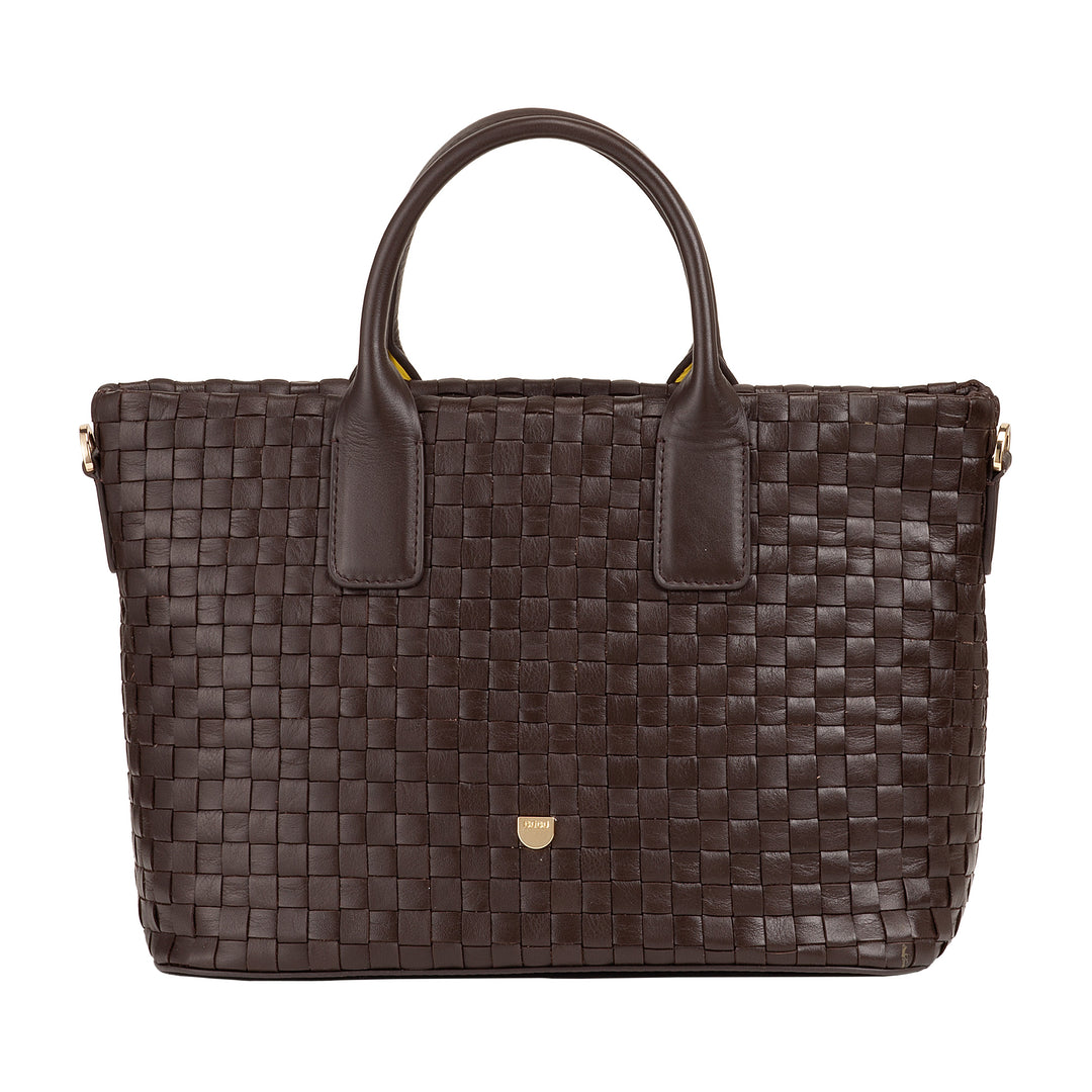 DUDU Sac à bandoulière pour Femme en Cuir véritable tressé - Sac à Main élégant avec poignées, Fermeture éclair et bandoulière réglable Amovible - Sac à Main Spacieux pour Le Bureau et Les Loisirs