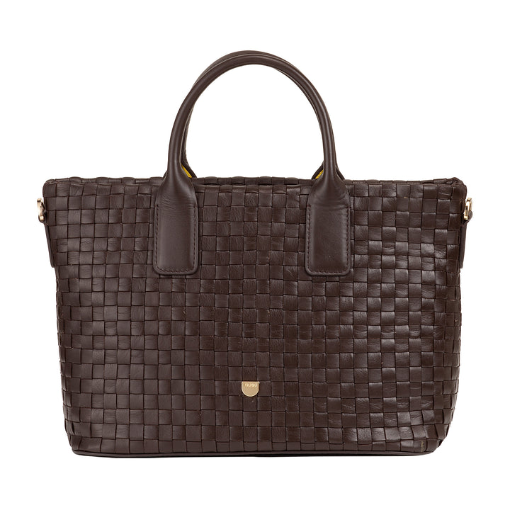 DUDU Sac à bandoulière pour Femme en Cuir véritable tressé - Sac à Main élégant avec poignées, Fermeture éclair et bandoulière réglable Amovible - Sac à Main Spacieux pour Le Bureau et Les Loisirs
