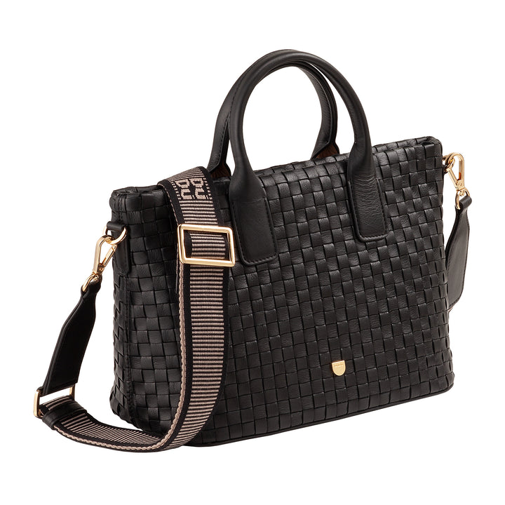 DUDU Sac à bandoulière pour Femme en Cuir véritable tressé - Sac à Main élégant avec poignées, Fermeture éclair et bandoulière réglable Amovible - Sac à Main Spacieux pour Le Bureau et Les Loisirs