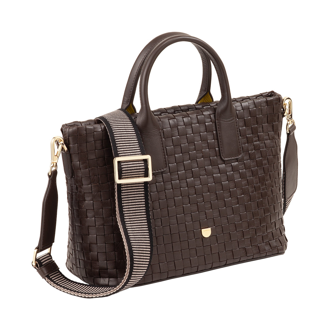 DUDU Sac à bandoulière pour Femme en Cuir véritable tressé - Sac à Main élégant avec poignées, Fermeture éclair et bandoulière réglable Amovible - Sac à Main Spacieux pour Le Bureau et Les Loisirs