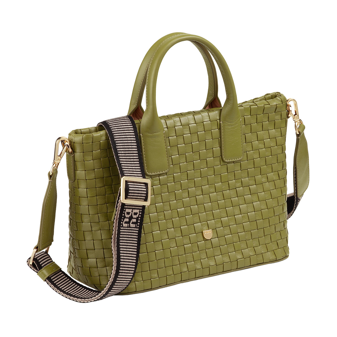 DUDU Sac à bandoulière pour Femme en Cuir véritable tressé - Sac à Main élégant avec poignées, Fermeture éclair et bandoulière réglable Amovible - Sac à Main Spacieux pour Le Bureau et Les Loisirs
