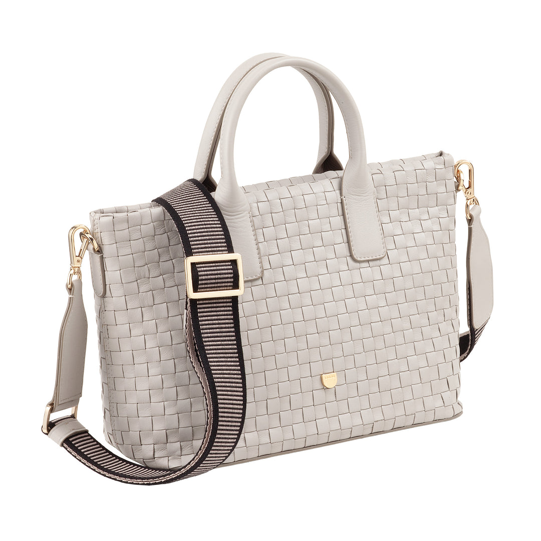 DUDU Sac à bandoulière pour Femme en Cuir véritable tressé - Sac à Main élégant avec poignées, Fermeture éclair et bandoulière réglable Amovible - Sac à Main Spacieux pour Le Bureau et Les Loisirs