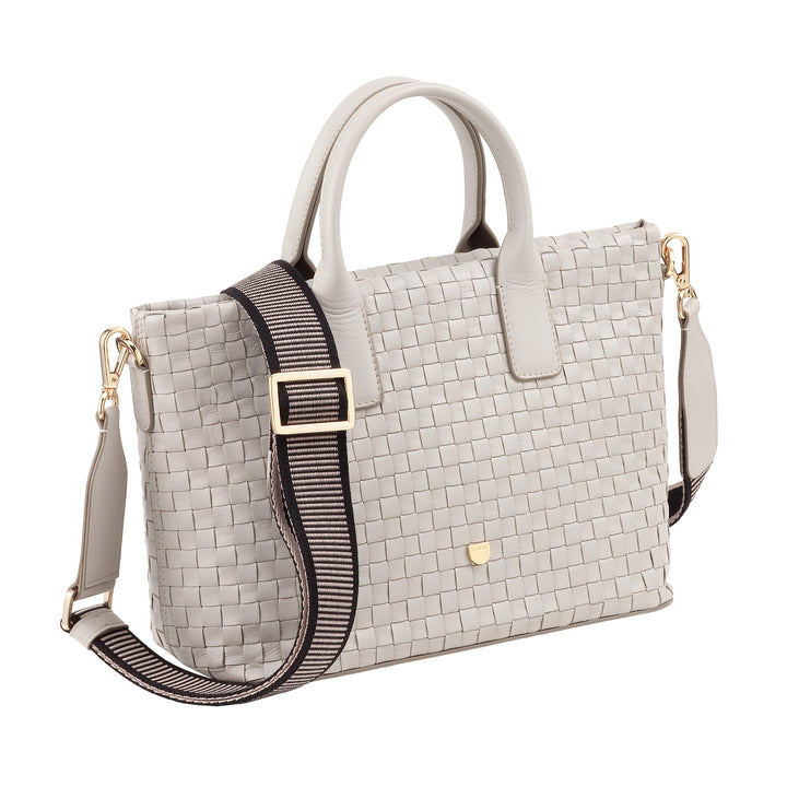 DUDU Sac à bandoulière pour Femme en Cuir véritable tressé - Sac à Main élégant avec poignées, Fermeture éclair et bandoulière réglable Amovible - Sac à Main Spacieux pour Le Bureau et Les Loisirs