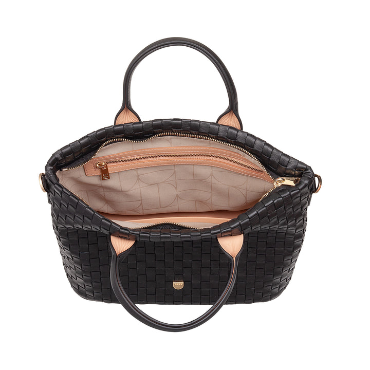 DUDU Sac à bandoulière pour Femme en Cuir véritable tressé - Sac à Main élégant avec poignées, Fermeture éclair et bandoulière réglable Amovible - Sac à Main Spacieux pour Le Bureau et Les Loisirs