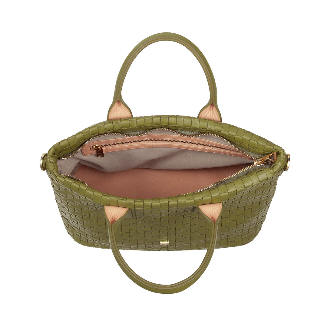 DUDU Sac à bandoulière pour Femme en Cuir véritable tressé - Sac à Main élégant avec poignées, Fermeture éclair et bandoulière réglable Amovible - Sac à Main Spacieux pour Le Bureau et Les Loisirs
