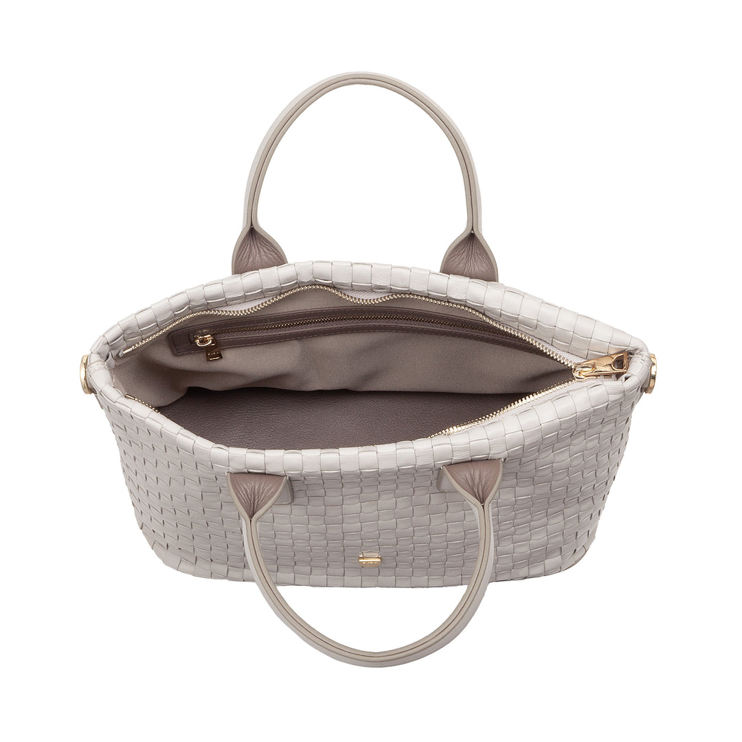 DUDU Sac à bandoulière pour Femme en Cuir véritable tressé - Sac à Main élégant avec poignées, Fermeture éclair et bandoulière réglable Amovible - Sac à Main Spacieux pour Le Bureau et Les Loisirs