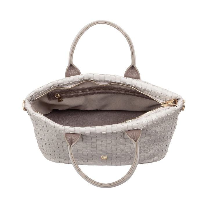 DUDU Sac à bandoulière pour Femme en Cuir véritable tressé - Sac à Main élégant avec poignées, Fermeture éclair et bandoulière réglable Amovible - Sac à Main Spacieux pour Le Bureau et Les Loisirs