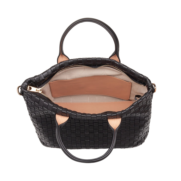 DUDU Sac à bandoulière pour Femme en Cuir véritable tressé - Sac à Main élégant avec poignées, Fermeture éclair et bandoulière réglable Amovible - Sac à Main Spacieux pour Le Bureau et Les Loisirs