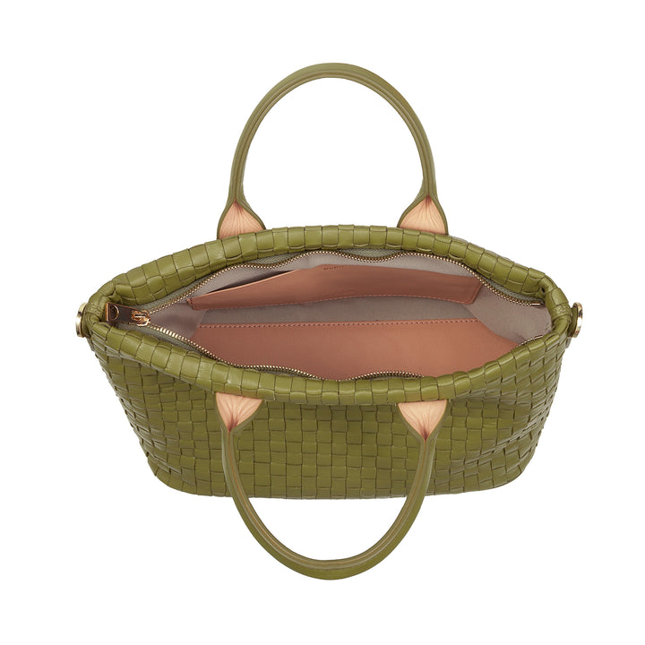 DUDU Sac à bandoulière pour Femme en Cuir véritable tressé - Sac à Main élégant avec poignées, Fermeture éclair et bandoulière réglable Amovible - Sac à Main Spacieux pour Le Bureau et Les Loisirs