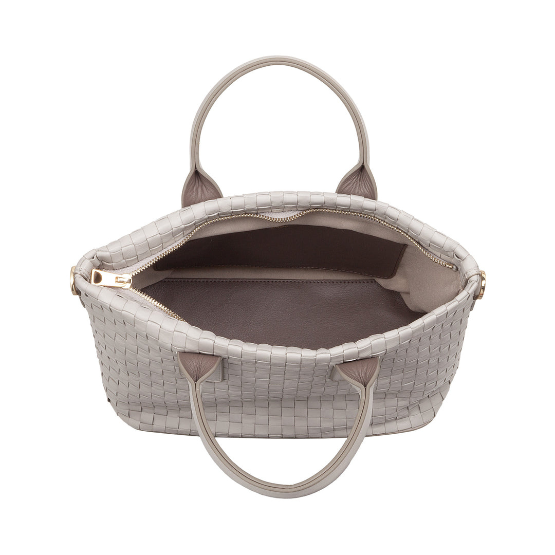 DUDU Sac à bandoulière pour Femme en Cuir véritable tressé - Sac à Main élégant avec poignées, Fermeture éclair et bandoulière réglable Amovible - Sac à Main Spacieux pour Le Bureau et Les Loisirs