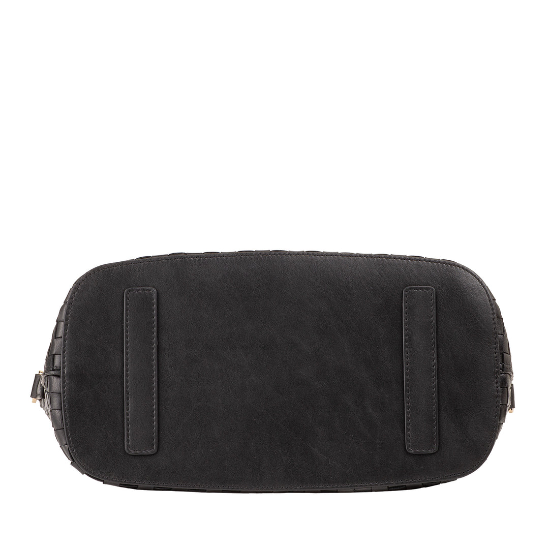 DUDU Sac à bandoulière pour Femme en Cuir véritable tressé - Sac à Main élégant avec poignées, Fermeture éclair et bandoulière réglable Amovible - Sac à Main Spacieux pour Le Bureau et Les Loisirs